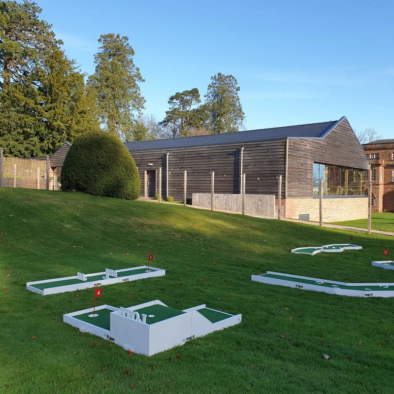 Wedding Mini Golf Herefordshire course laid out at Bredenbury Court Barns