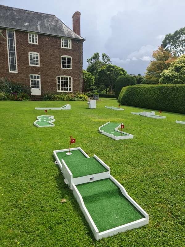 Wedding Mini Golf Herefordshire course laid out in garden of Dewsall Court